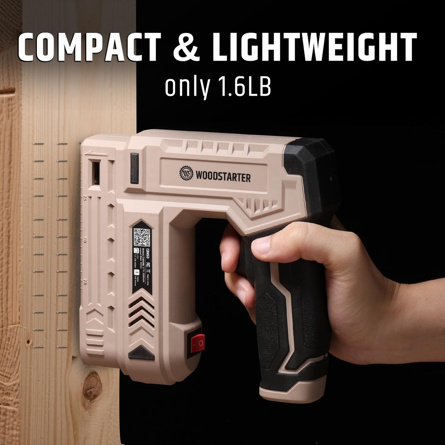 WOODSTARTER 2-in-1 Cordless Electric Staple Gun - 4V Rechargeable, Versatile for Multiple Scenarios