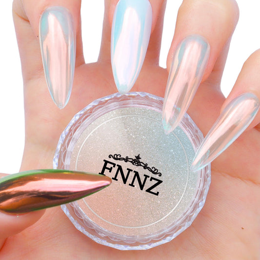 FNNZ Chrome Nail Powder, Aurora Mirror Effect Unicorn Chrome Nail Powder, Mermaid Nail Chrome Powder for Nail Art Decoration, Light-Changing Pigment Dust Nail Chrome Powder for Women - Coral Sunset