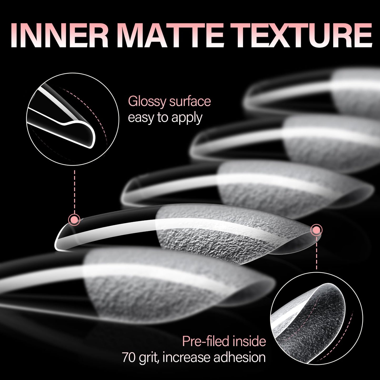AILLSA Medium Coffin Nail Tips - Full Cover Half Matte Nail Tips 240pcs Pre-filed False Nails Tips, Press on Acrylic Nails for Manicure