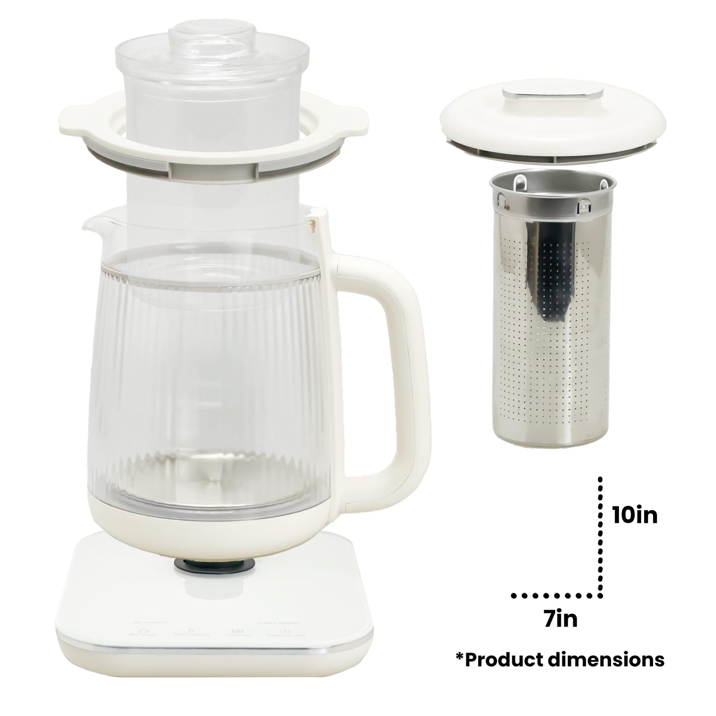 Double-Layer Electric Kettle1.5L with Stew Pot,Glass Health Pot, 9-in-1 Glass Tea Maker, Programmable Touch Panel, Stainless Steel Base for Soup, Porridge, Herbal Tea