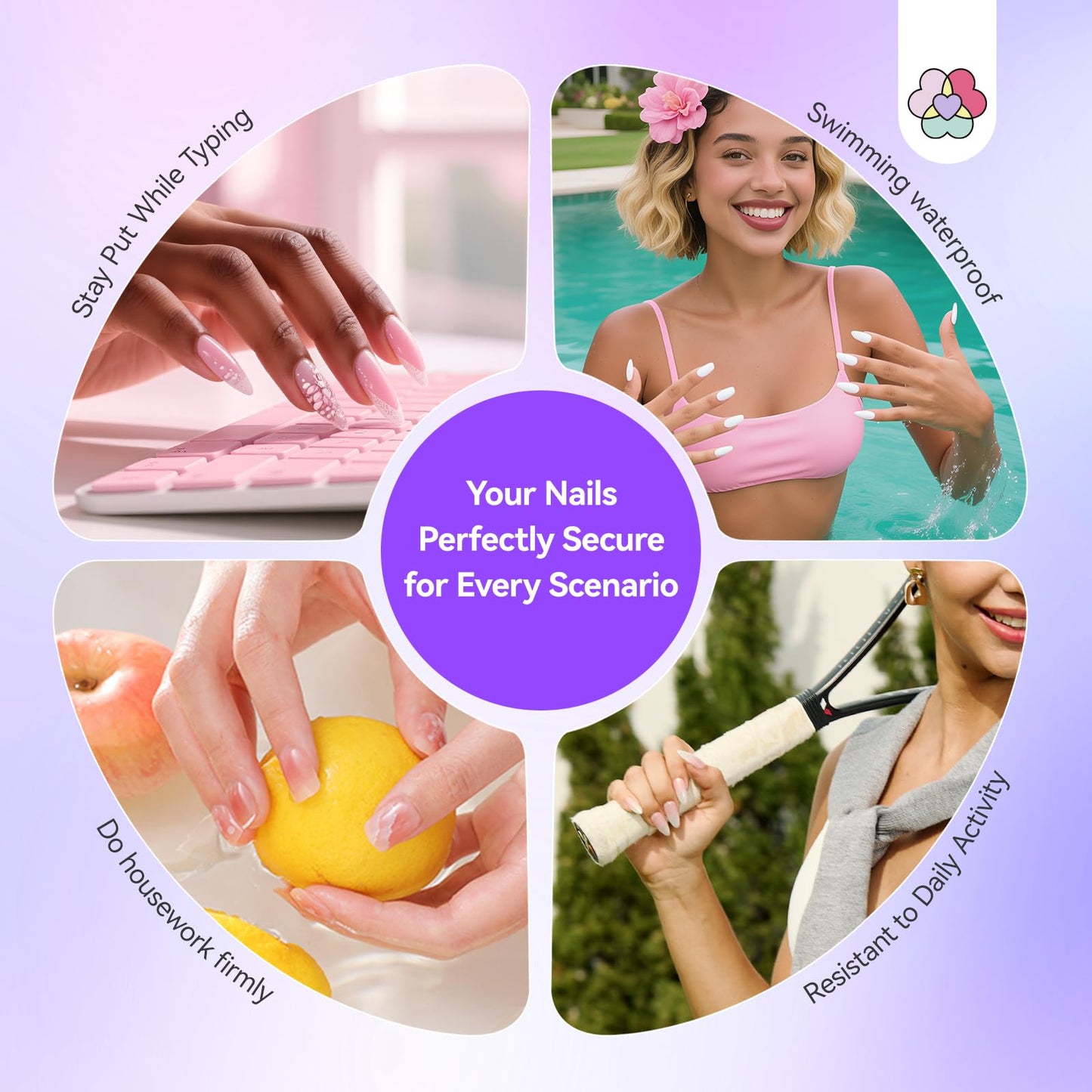 SAVILAND Plant-Based Nail Adhesive Tabs: 600 PCS Non-Irritating Nail Stickers for Press Ons Long Lasting Sticky Tabs Ultra-thin Breathable Nails Glue Sticker Home DIY Nails 15 Sizes