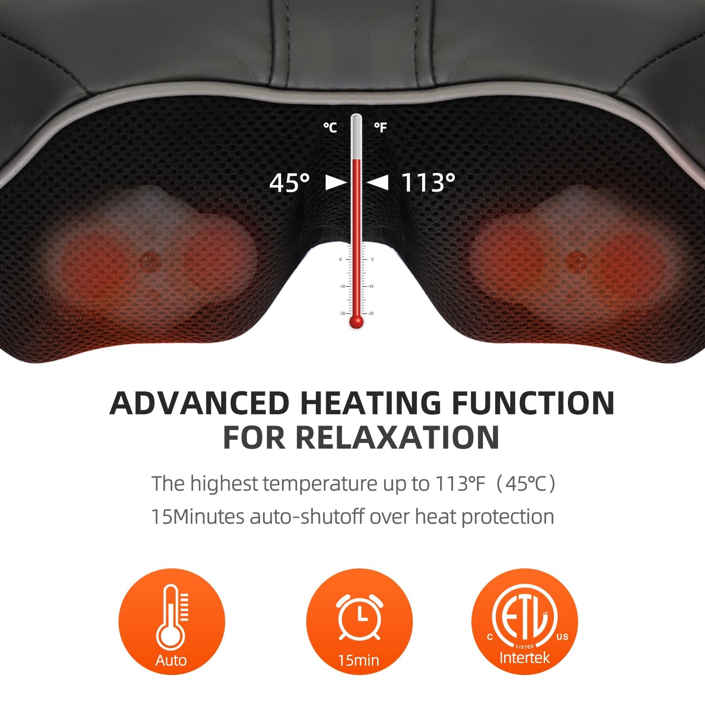Witeasy Cordless Shiatsu Neck & Back Massager for Pain Relief Deep Tissue with Heat, 3D Kneading Massage Pillow Back Shoulder Massagerfor Body Muscle, Use for Home Office Car, Gifts for Mom Dad