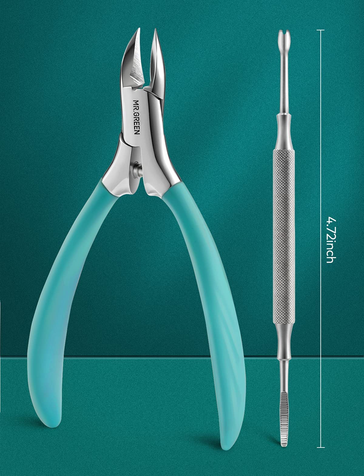 MR.GREEN Nail Clippers for Thick & Ingrown Toenails ,Heavy Duty Professional paronychia Tools with Ingrown Nail File,Stainless Steel Toe nail Clipper with Rubber Handle for Men, Women, Elderly