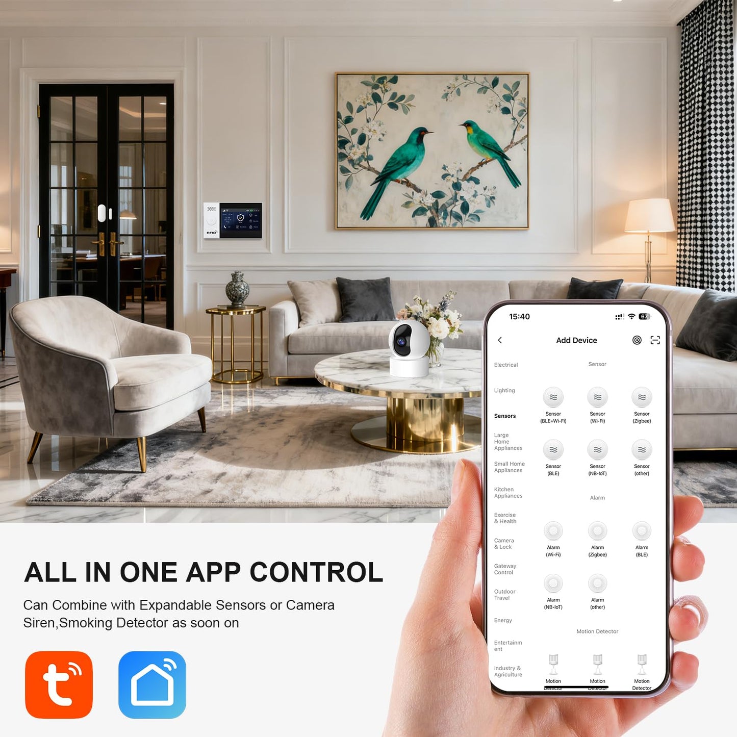 PGST Wireless Home Alarm System,Smart Home Security Systems with 4G SMS/Tuya App Instant Alerts,Motion Detector,Door Alarm Sensors,Alexa Voice Control for Apartment,Office,No Monthly Fee