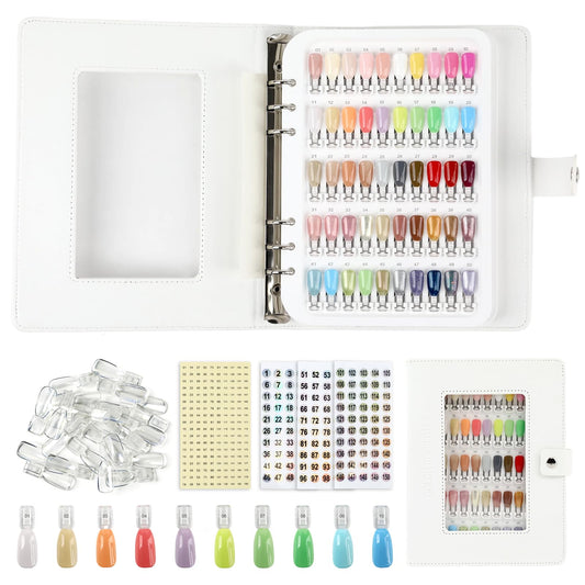 ASTONFOG Nail Color Swatch Book Professional Nail Display Book for Gel Polish Nail Art Design Nail Swatches Chart Book with 150 Clear Replacement Nail Tips Salon Home Use