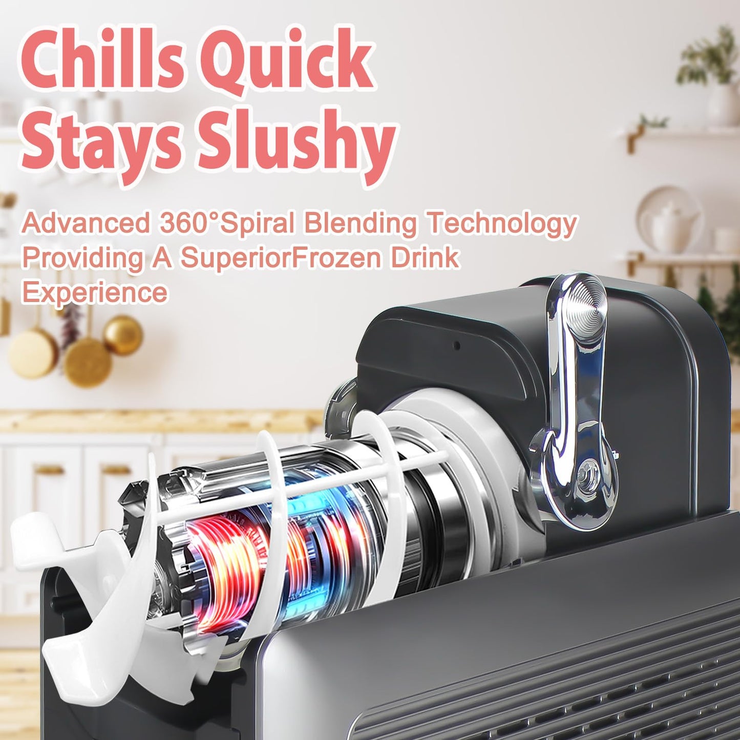 Supwin Slushie Machine for Home - 88oz Frozen Drink Maker Slushy Machine, 2-In-1 Soft Ice Cream Maker, 6 Preset Programs| Slushie, Cocktails, Frappés, Ice Cream, Smoothies, Milkshakes (Screen Version）
