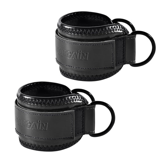JOBGAIN Ankle Strap for Cable Machine (2 Pack), Ankle Resistance Bands, Cable Kick Back Straps for Gym, Glute Workouts, Leg Extensions, Adjustable Straps with Neoprene Padding, Black