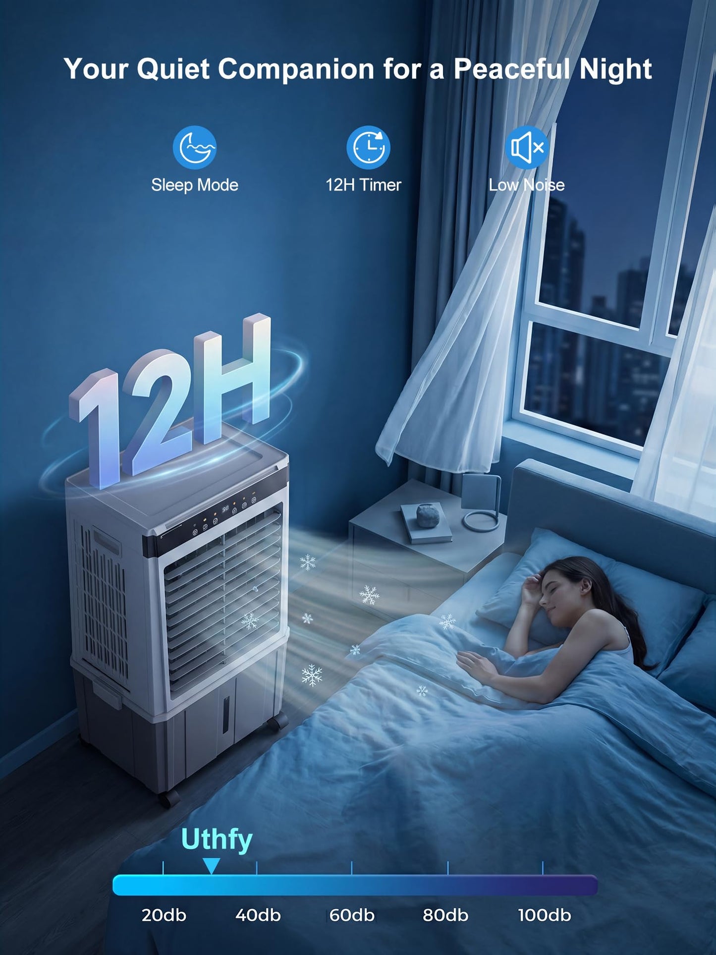 Uthfy 2026 Upgraded 2000CFM Swamp Cooler, Evaporative Air Cooler with 3-Sided Cooling Pad, 6 Gal Detachable Water Tank, 4 Mode, 120° Oscillation,12H Timer, Cooling Fans for Bedroom, Garage