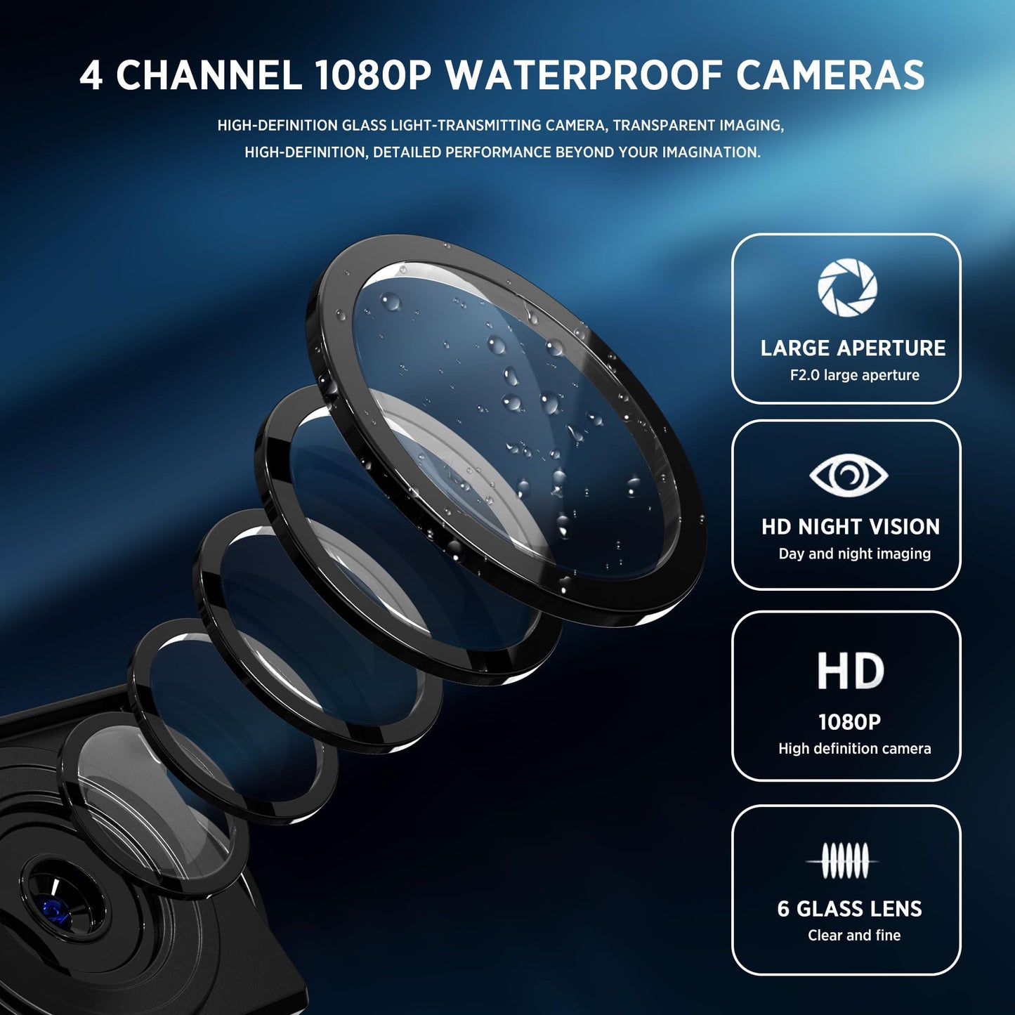 Ciascy 4K Backup Camera 4 Channel 360 Dash Cam with 10.36" Quad Split Touch Screen & 4 AHD Front Rear Sides View Camera w/DVR Recording Music Video Playback Avoid Blind for RV Semi Trailer Truck Van