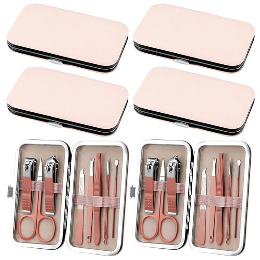 6 Sets Manicure Set 8 in 1 Stainless Steel Nail Clippers Pedicure Kit, Professional Manicure Grooming Kit Cuticle Nail Care Foot Pedicure Tools with Portable Travel Case for Men Women Gift (Rose Gold)