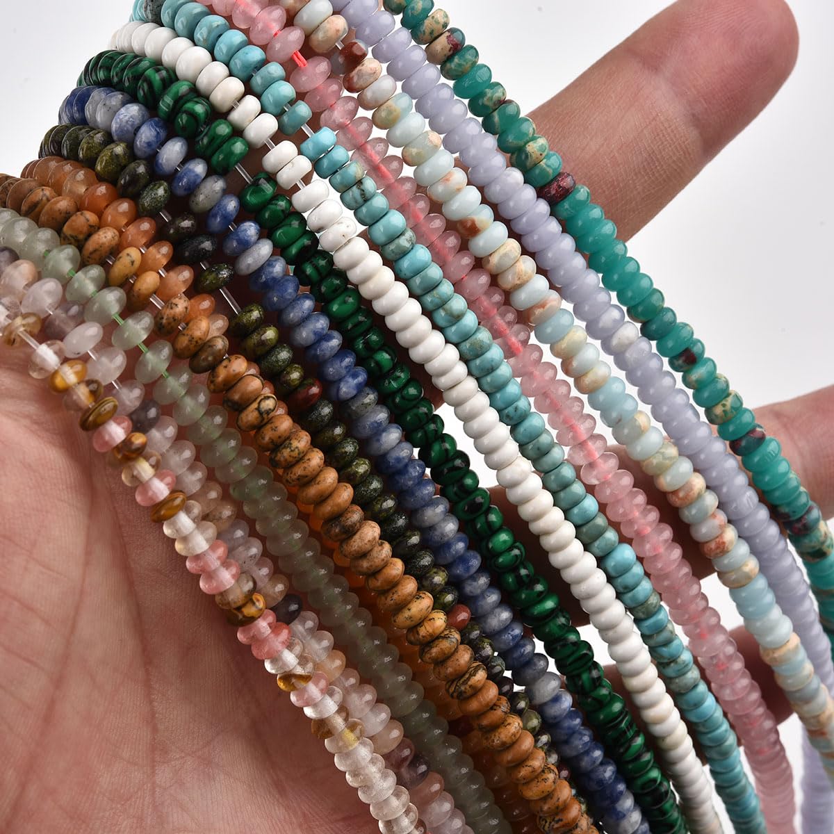 160pcs 4x2mm Natural Picture Jasper Disk Rondelle Spacer Stone Semi Precious Gemstone Loose Beads for Jewelry Making 15 Inch