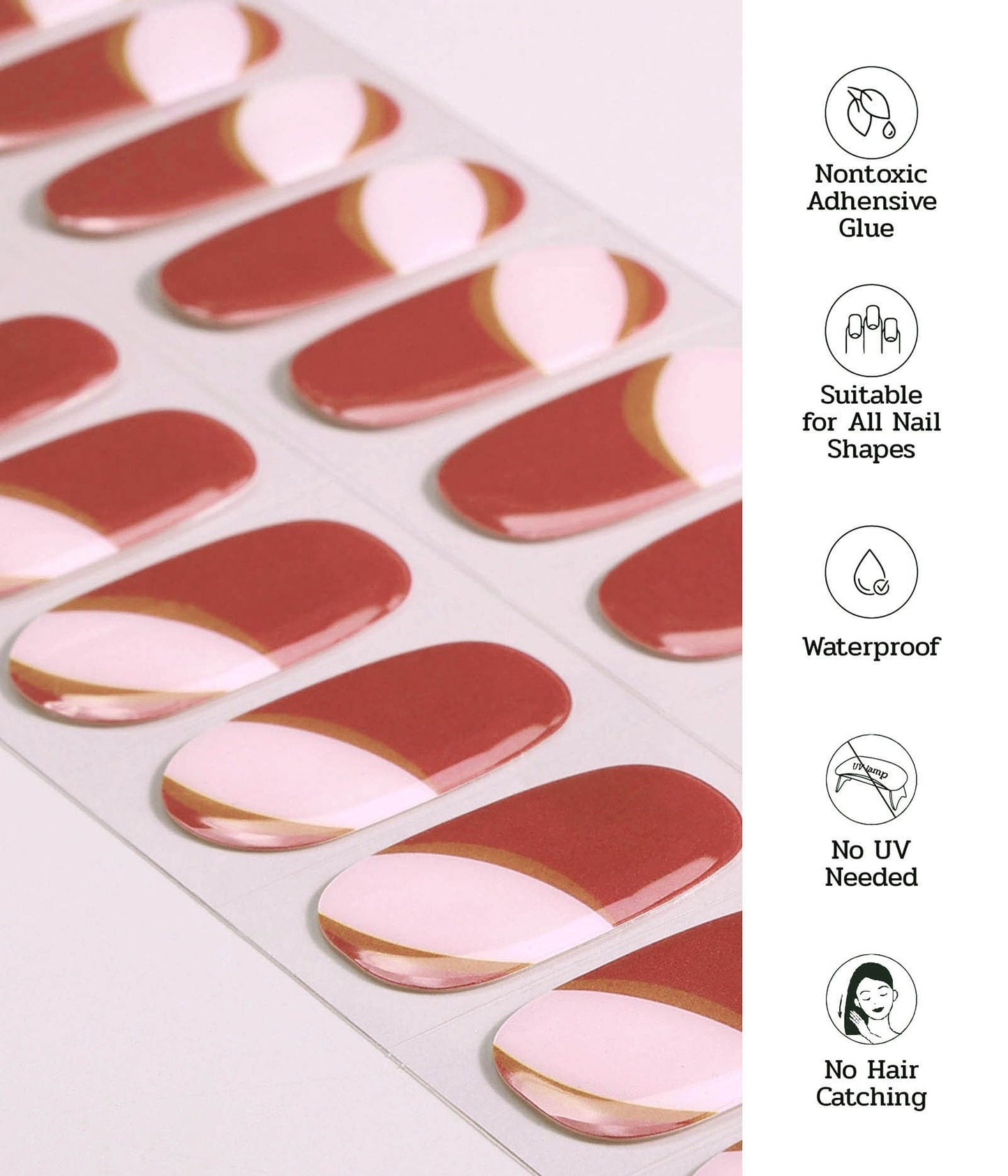 ruyeefam Nail Polish Strips (No UV Lamp Needed) - 22 Pcs Salon Quality Gel Nail Stickers - Long Lasting Wraps (Gummy Watermelon Ring Red)