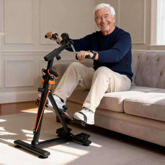 Pedal Exerciser for Seniors, Heavy Duty Arm and Leg Exercise Bike for Physical Therapy, Seated Rehabilitation Equipment with Massage Rollers & Adjustable Resistance for Stroke Recovery (Black)