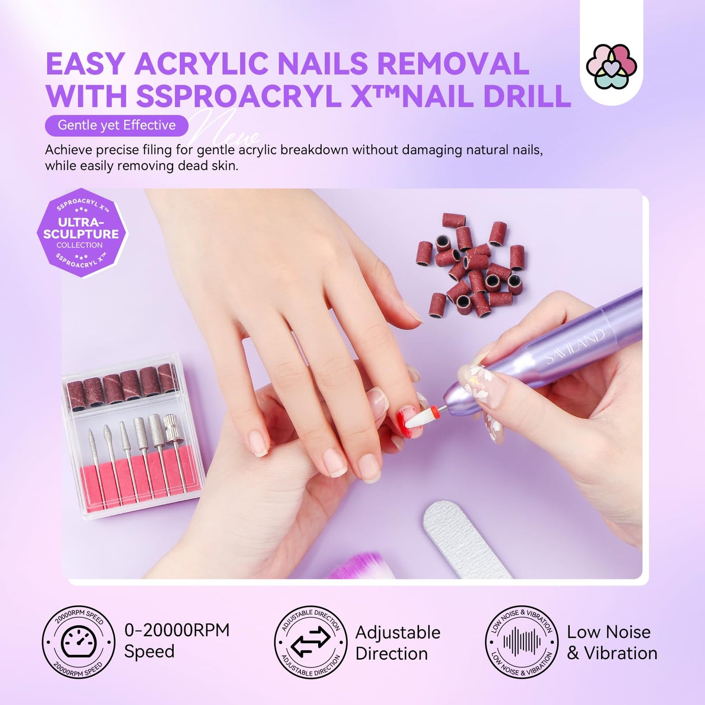 SAVILAND Professional Acrylic Nail Kit with Drill: Nail Kit Acrylic Set with 4OZ High Volumn EMA Monomer Nail Table Mat Essential Oil Nail Brush Nail Drill Kit Nail Extension Carving Women DIY Salon