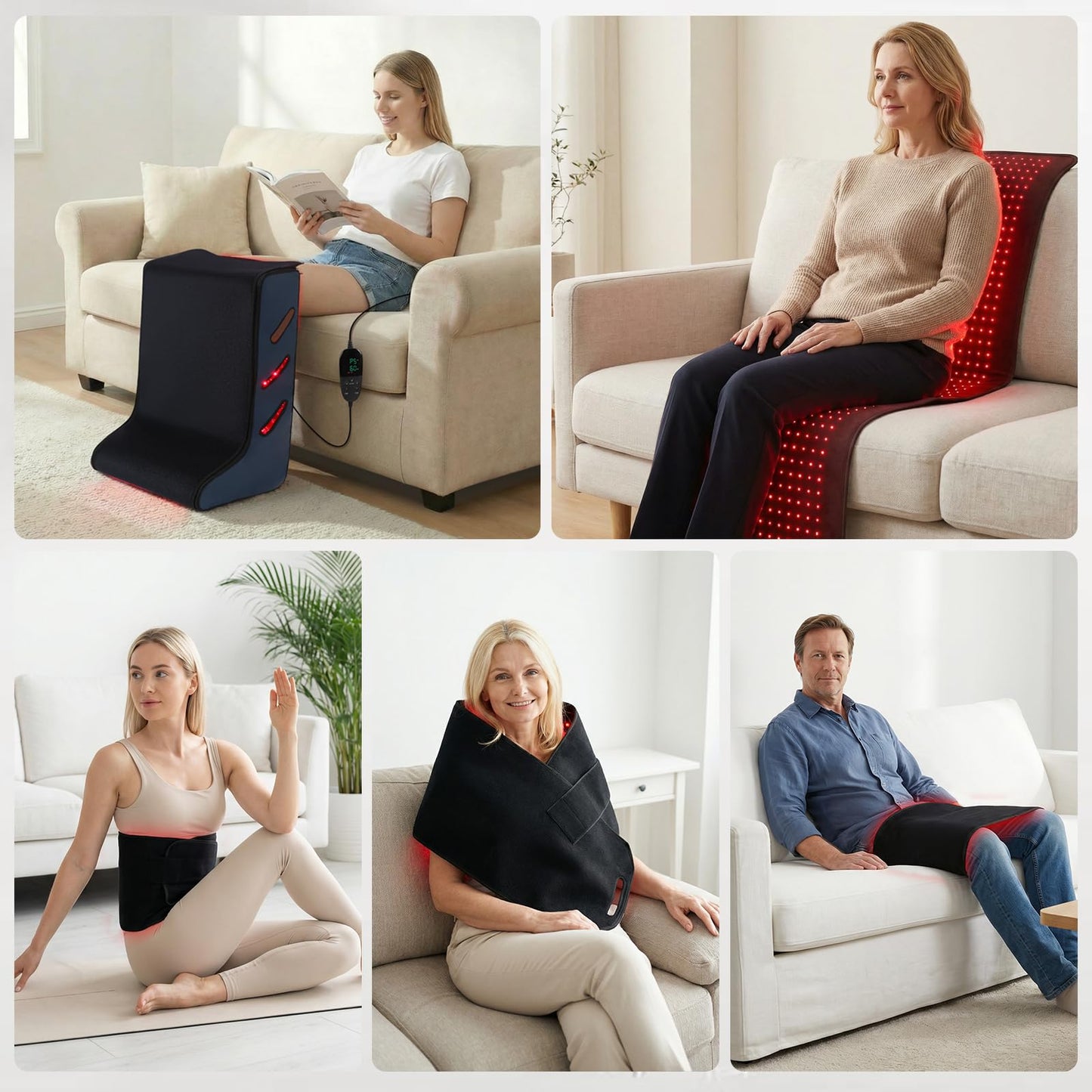 Red Light Therapy for Feet, 450 LEDs 660nm&850nm Infrared Light Therapy Boots with Timer & Pulse Mode, Detachable Red Light Therapy Wrap Pad for Body Home Care