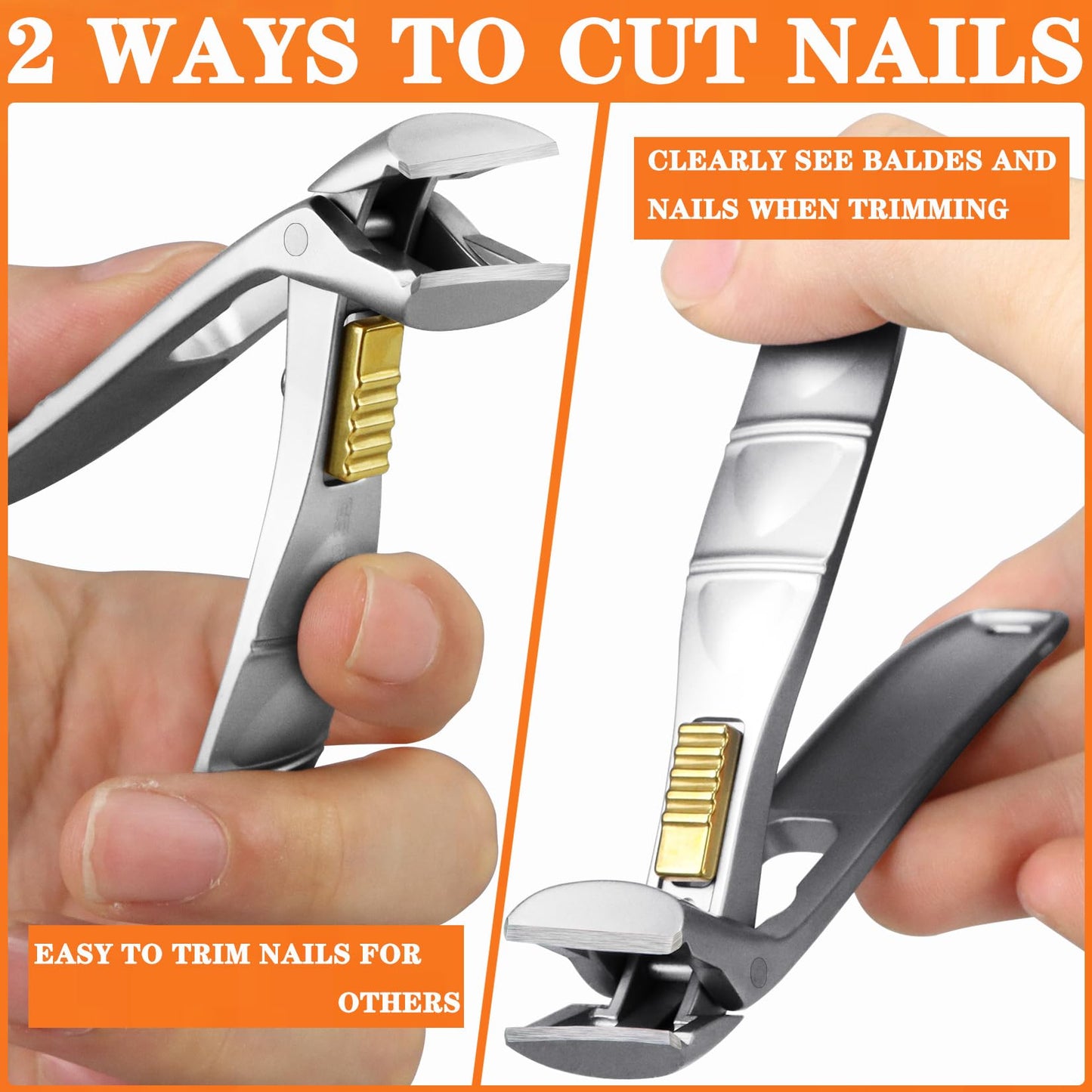 XGIZMOO Toenail Clippers for Thick Toenails-Angled Head,Toe Nail Clippers for Thick Nails for Seniors,Finger Nail Clippers for Men with Wide Jaw Opening, Heavy-Duty Nail Cutters