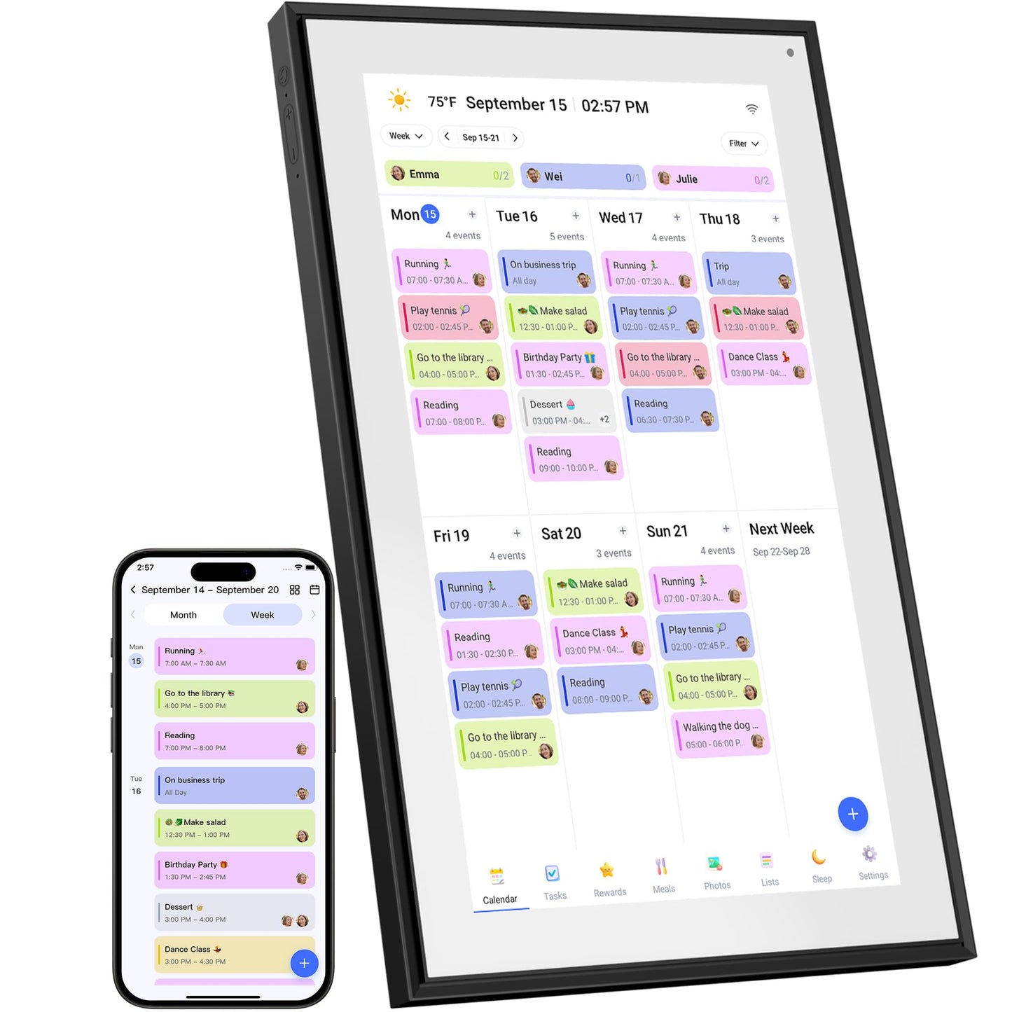BQQJDD 15.6 Inch Digital Calendar&Chore Chart, 1920 * 1080P Full HD Touchscreen Interactive Display Smart Family Planner, Wall and Desk Mountable, Gifts for Women Men, Gifts for Mom