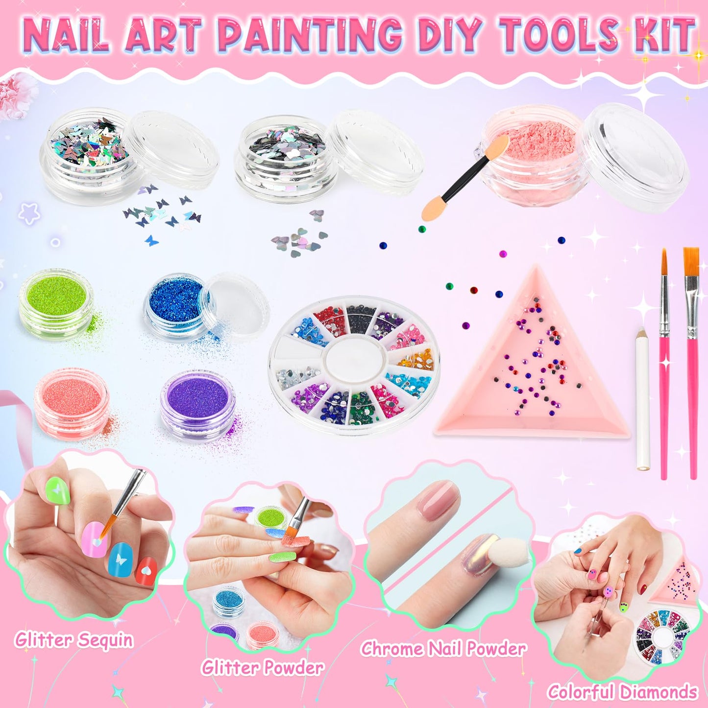 Kids Nail Polish Set for Girls, 34PCS Nail Art Kit with Nail Dryer & Storage Box, Non Toxic Quick Dry Kit and Fake Nails for Kids, Girl Toys Age 8-12, Halloween Birthday Christmas Gifts for Girls 8-12