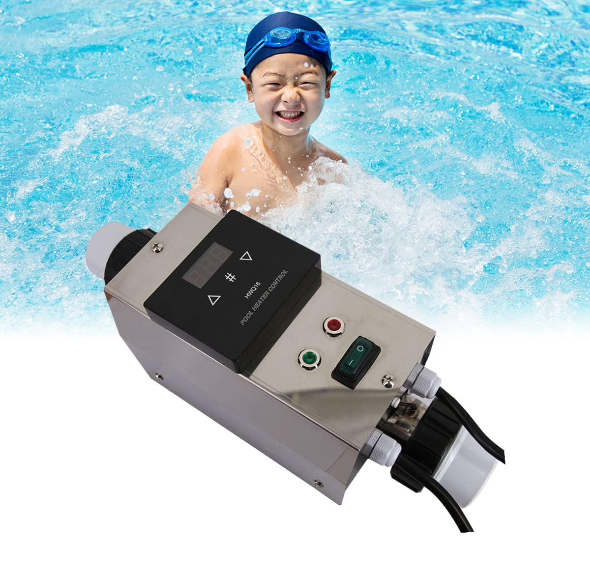Electric Pool Heater Built-in Circulating Pump Control System,Not Affected by Ambient Temperature for Swimming Pools, SPA Bathtubs,up to 2000gallons, Max Output 14000BTU/hr,110V/60Hz No Power Plug