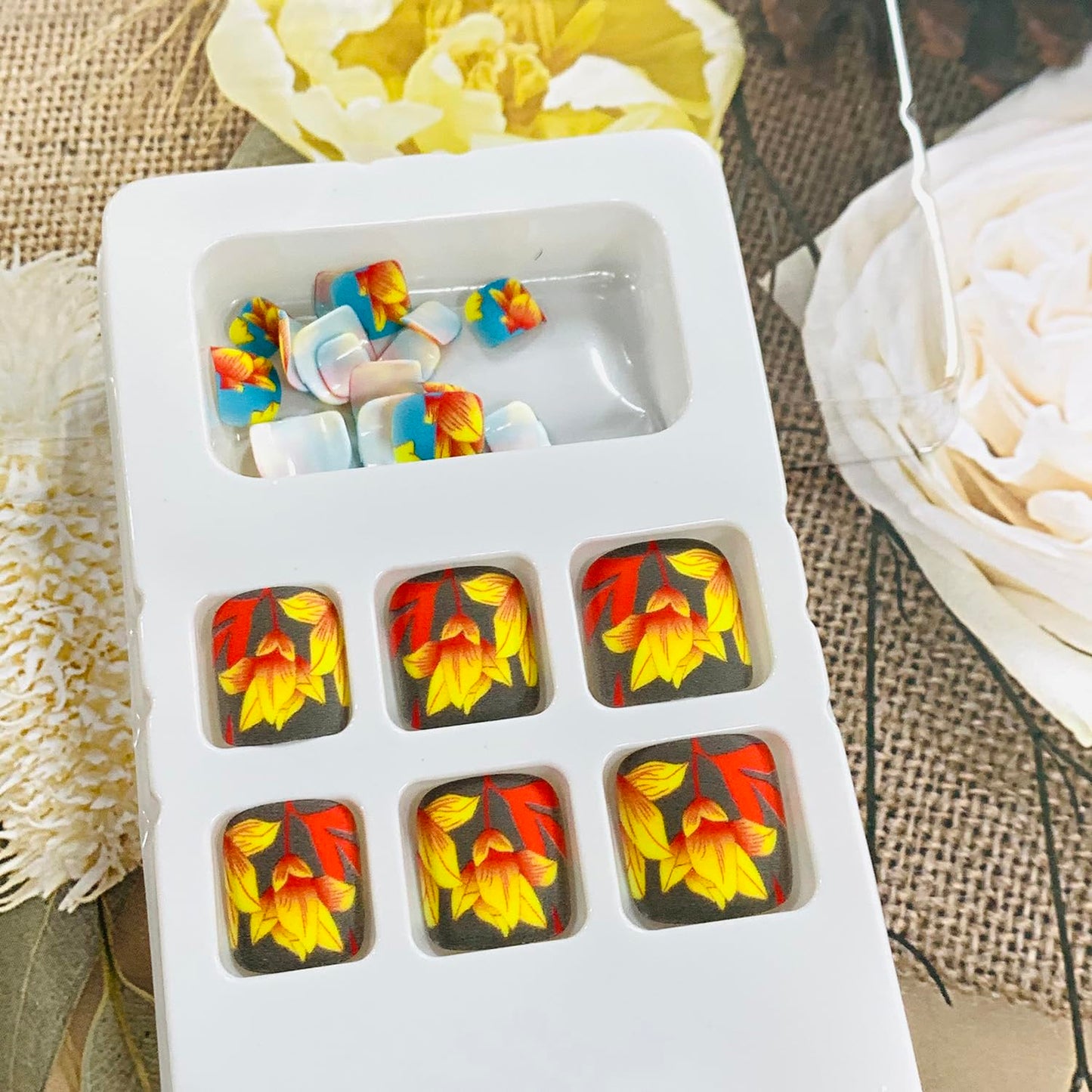 FIEONCIY Press on Toenails with Designs Acrylic Fake Nails for Toe Artificial False Nails with Charms Glue on Toe Nails for Spring Summer Stick on Toenails for Women Girls(Y603)
