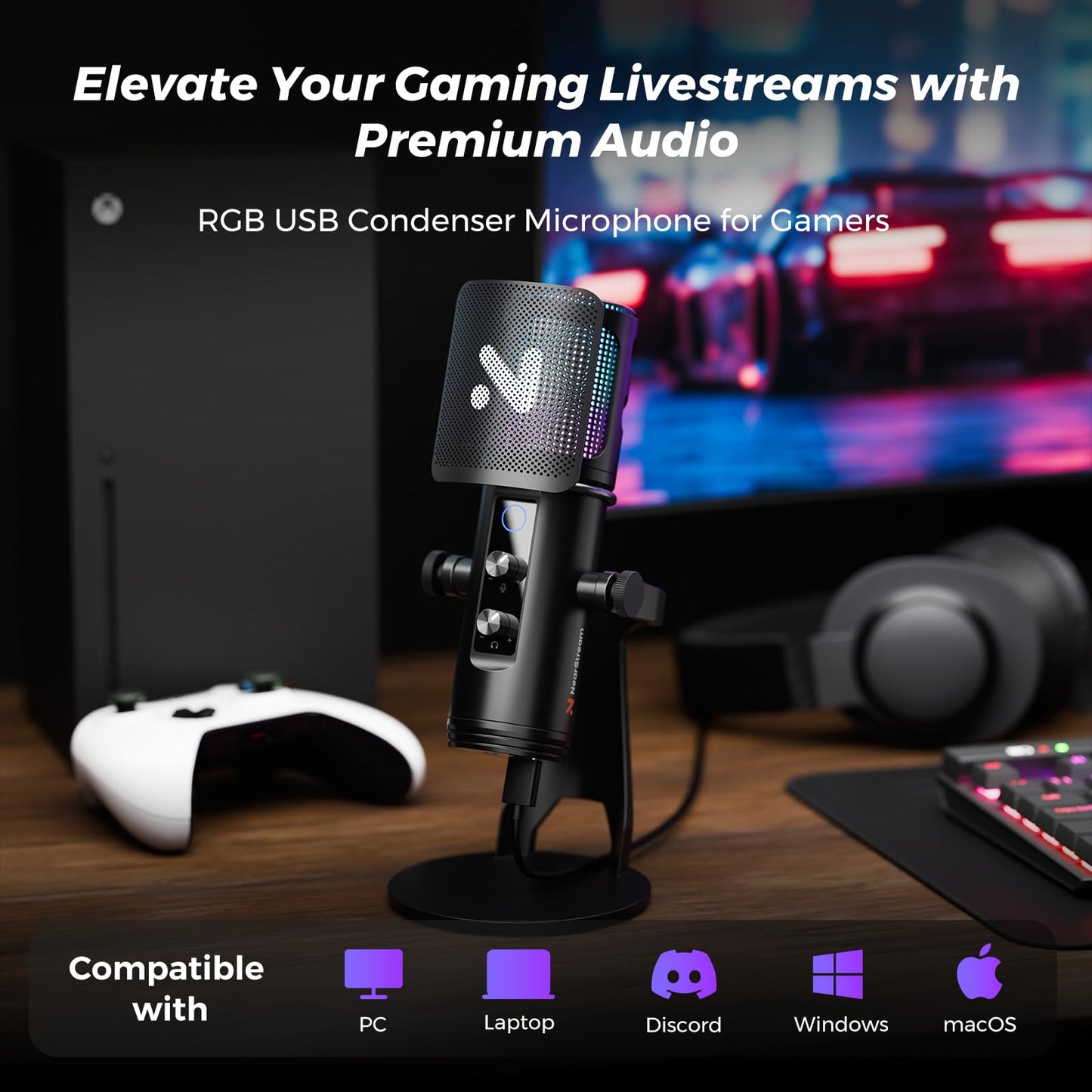 NearStream Gaming Streaming Kit, CCD10 Capture Card, AM35U Gaming Microphone & V08AF 4K Webcam Bundle for Livestreaming