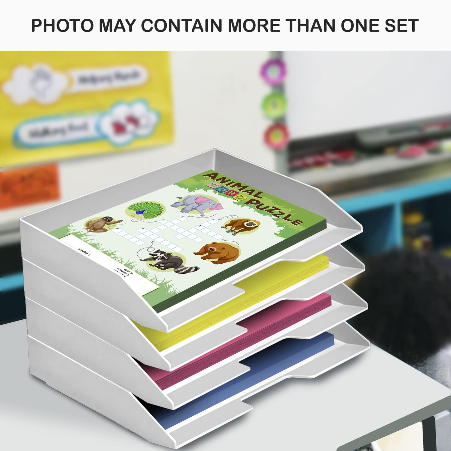 Acrimet 3 Tier Paper Organizer Letter Tray – Plastic Stackable Desk File Organizer, Side Load Paper Sorter for Letter/A4 Office File Folder Holder – White