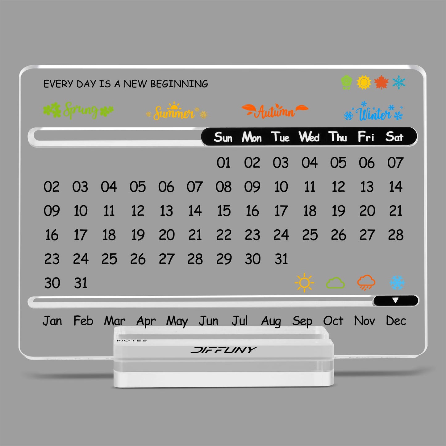 DIFFUNY Acrylic Perpetual Desk Calendar – Cute Modern Office Decor & Office Gifts for Coworkers, Women & Men