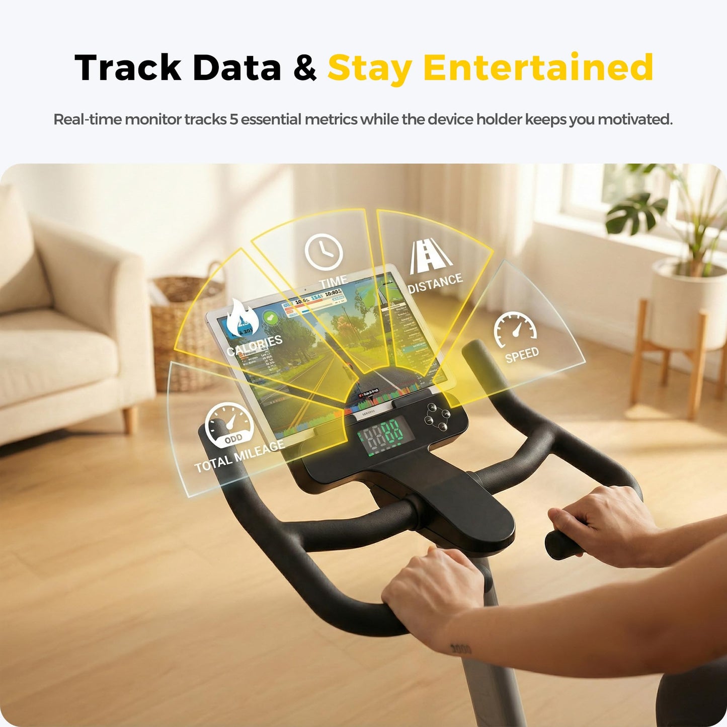 ZAZARI Semi-Commercial Exercise Bike 350 lbs Capacity, Magnetic Stationary Bikes for Home Gym with Multi-Grip Handlebar, Comfortable Seat, Silent Belt Drive, Rear Flywheel & Tablet Holder