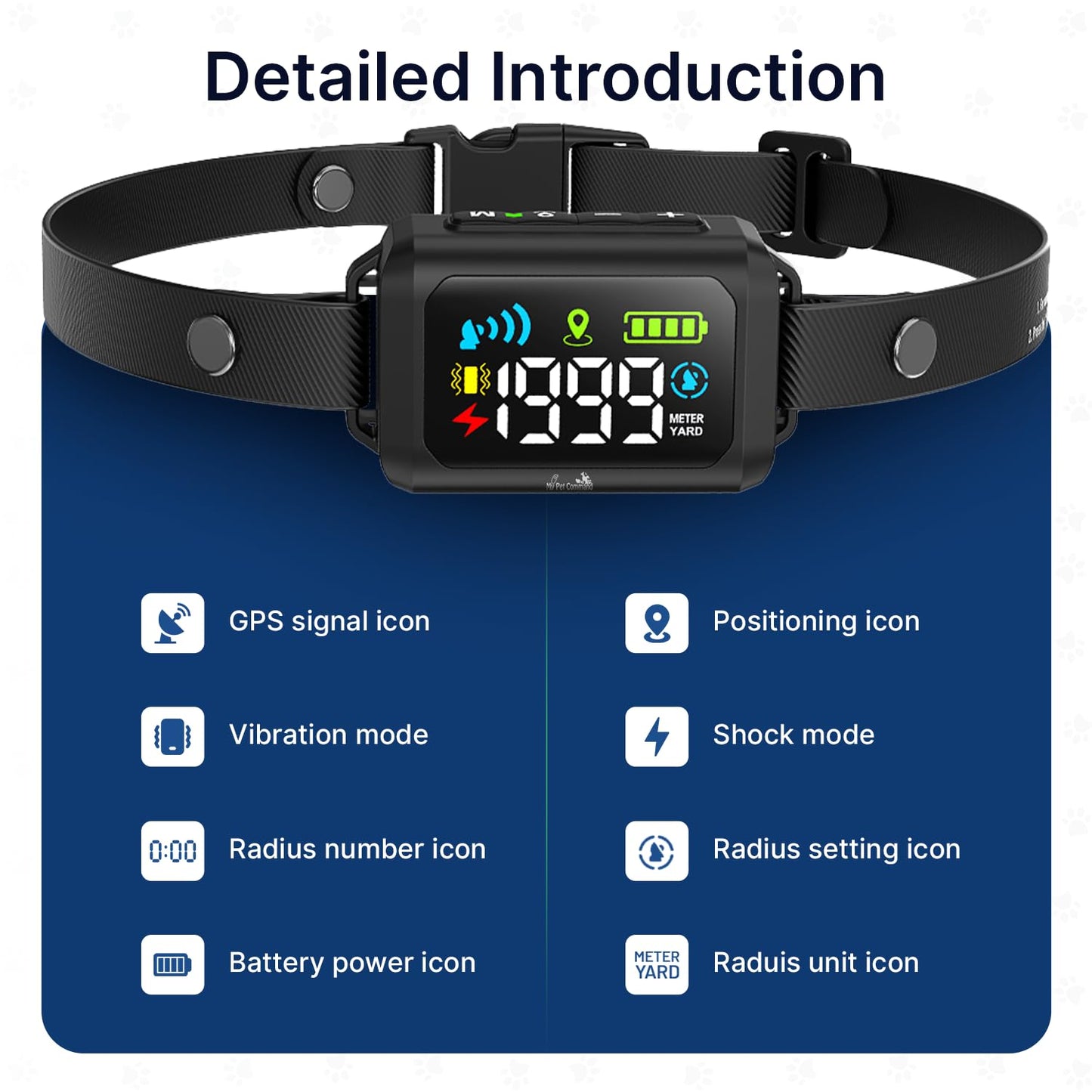 My Pet Command Wireless GPS Dog Fence No Wires & No Base Transmitter Outdoor Radius Coverage 33-1999 Yards IPX7 Waterproof Collar w/Tone, Vibrate & Safe Static Modes Fits Dogs 8″-28″ Neck (S to XL)