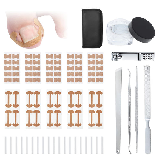 VOCOSTE Ingrown Toenail Correction Kit, Toe Nail Corrector Tools with Leather Case for Easy Storage & Travel, for Curved & Ingrown Nails with Nail Files Clipper Lifter