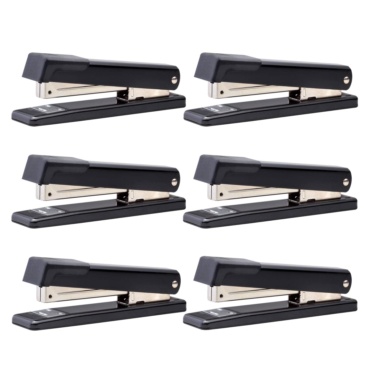 Bostitch Office Classic Metal Desktop Stapler, 20 Capacity, Dual Clinch, Opens for Tacking, Full-Strip, 6 Pack, Black