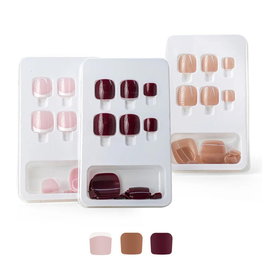 Dr. Antifungus Press-On Toe Nails Kit – 4 Sets Medium Oval Glue 8 Pcs -On Fake Toe Nails with Nail Bond Solution – Long-Lasting Press-On Toe Nails for Women (Red)
