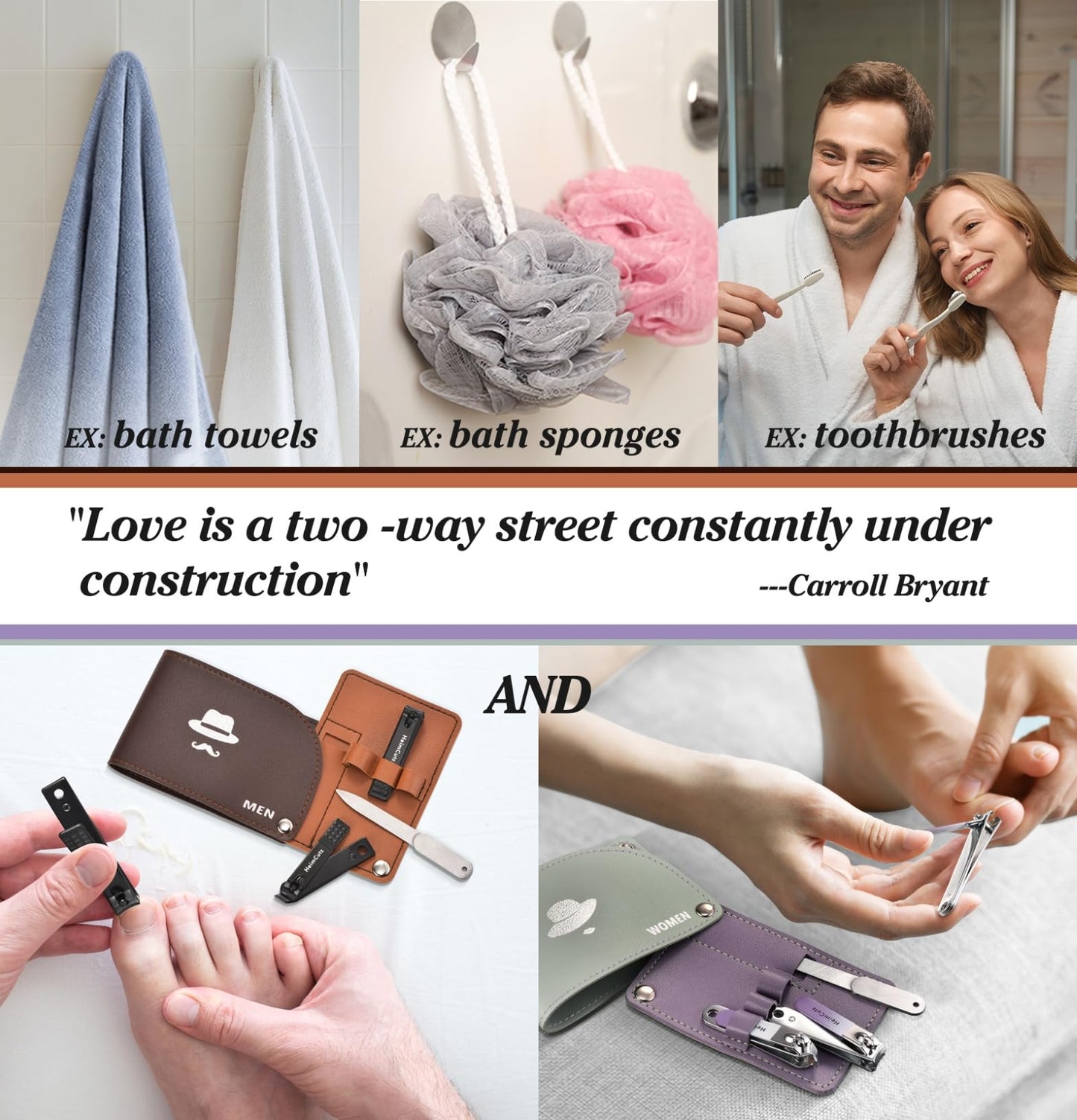 Nail Fingernail Toenail Clippers Set - Separate Personal Nail Cutter Set for Men and Women, Travel Finger Nail Clippers Adult Toe Nail Clipper Kit, Engagement Gifts for Couples Wedding Gifts Idea