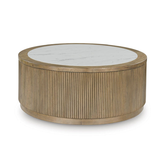 Signature Design by Ashley Camdill Contemporary Coffee Table with Wheel, Heat and Scratch Resistant, Light Brown & White