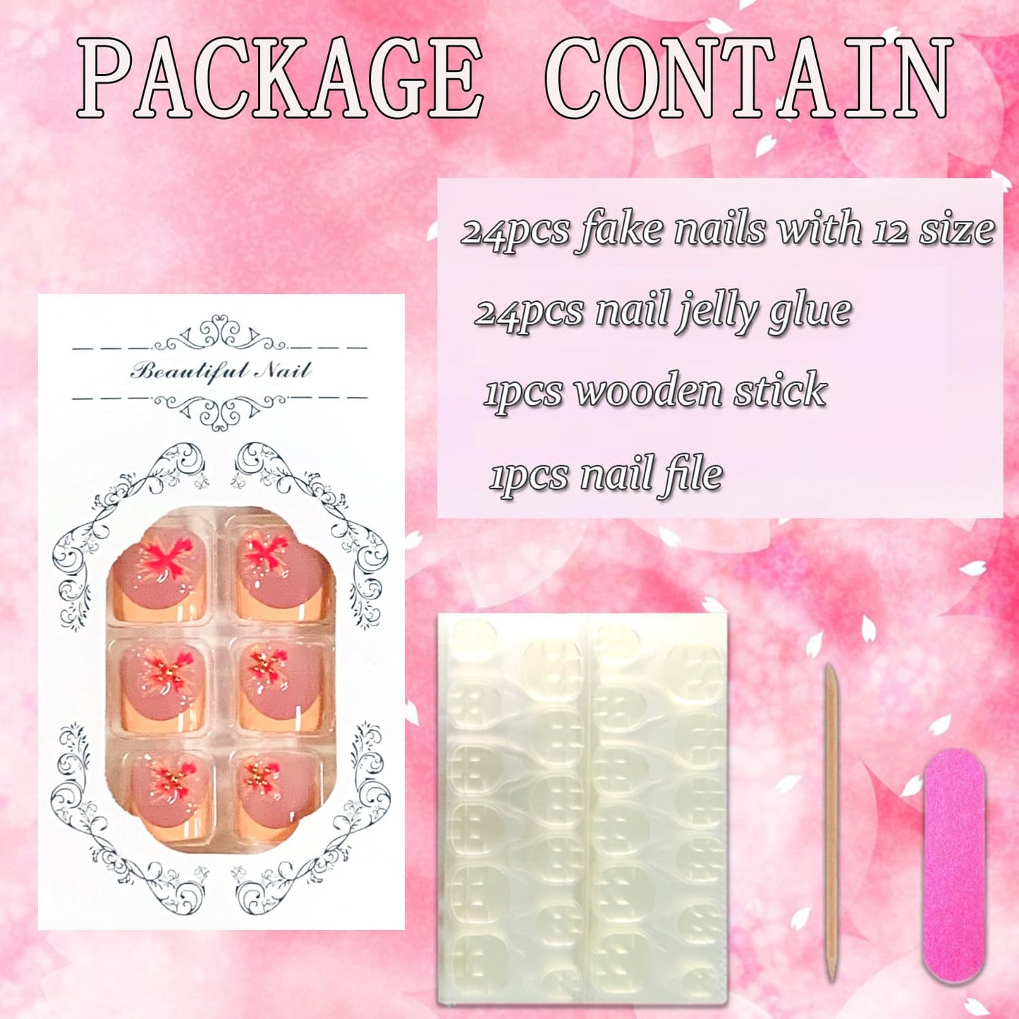 FIEONCIY Press on Toenails with Designs Acrylic Fake Nails for Toe Artificial False Nails with Charms Glue on Toe Nails for Spring Summer Stick on Toenails for Women Girls(JP3813)