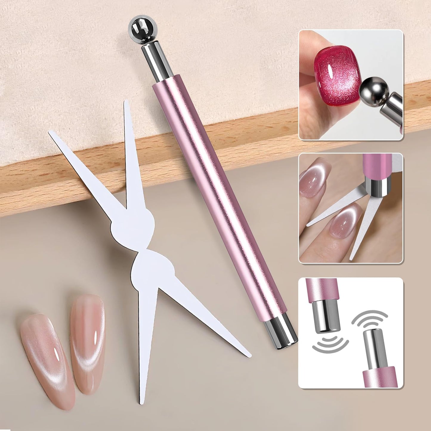 TOROKOM 5PCS Cat Eye Gel Magnet Set for Nail, 3-in-1 Multi-Function Cat Eye Gel Nail Polish Magnet Tools Multiple Style Nail Magnets Heart Nail Art Tools for Nail Art Designs