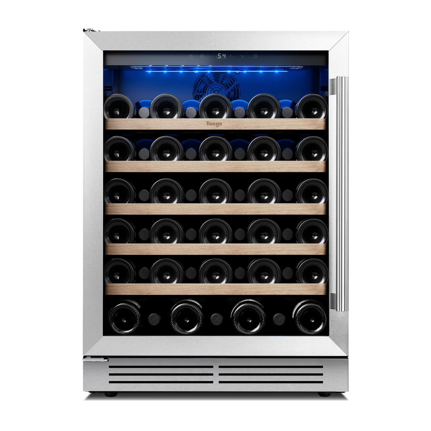 Yeego 24 Inch Wine Fridge Cooler - 52 Bottles Wine Cooler with Glass Door, 40-65℉ Built-In or Freestanding Refrigerator, Under Counter Wine Fridge for Kitchen Bar Office (Left-Hinged)