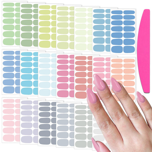 SILPECWEE Nail Stickers Full Nail Wraps (20 Sheets, Light Color), Self Adhesive Nail Polish Strips, Gel Strips Manicure Design, Fingernail Sticker Nails for Women with File