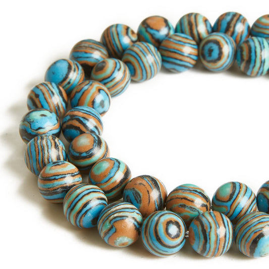 60pcs 6mm Blue Malachite Beads Natural Gemstone Beads Round Loose Beads for Jewelry Making