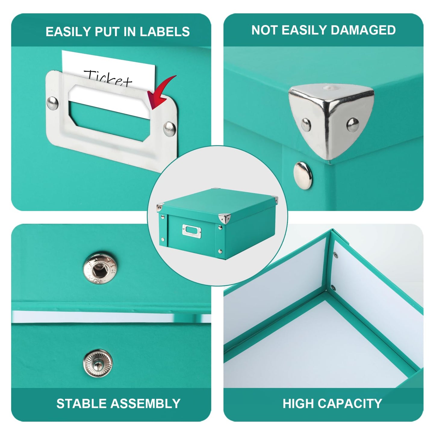 2 Pcs Checks Storage Box with Lid Document Boxes Banker Boxes Lake Green Document Bin Snap Close Receipt Box Storage Foldable Cardboard Record Boxes For Files Orangize Books Files Envelope 12"x10"x5"