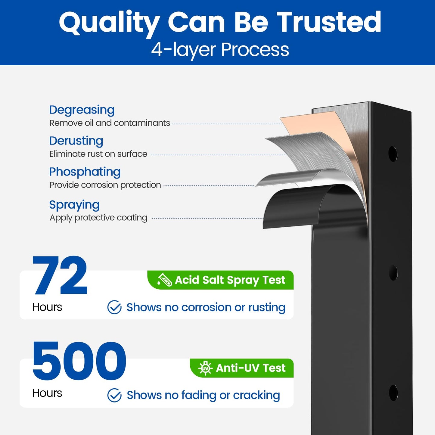 Muzata Black Cable Railing Post 36 Inch 36"x2"x2" Level Drilled Surface Mount T304 Stainless Steel Cable Railing System Kit Indoor Outdoor with Paper User Guide PS01 BH4S