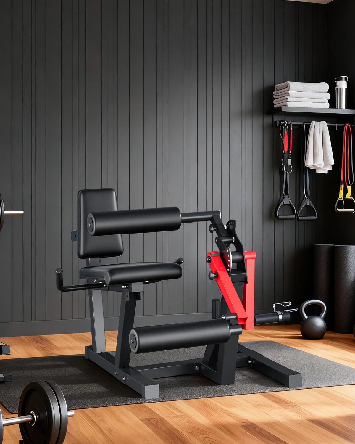Leg Extension and Curl Machine, 700LBS Capacity Adjustable Leg Machine for Home Gym, Seated Leg Extension and Lying Curl Machine with Plate-Loaded Design, Leg Workout Equipment