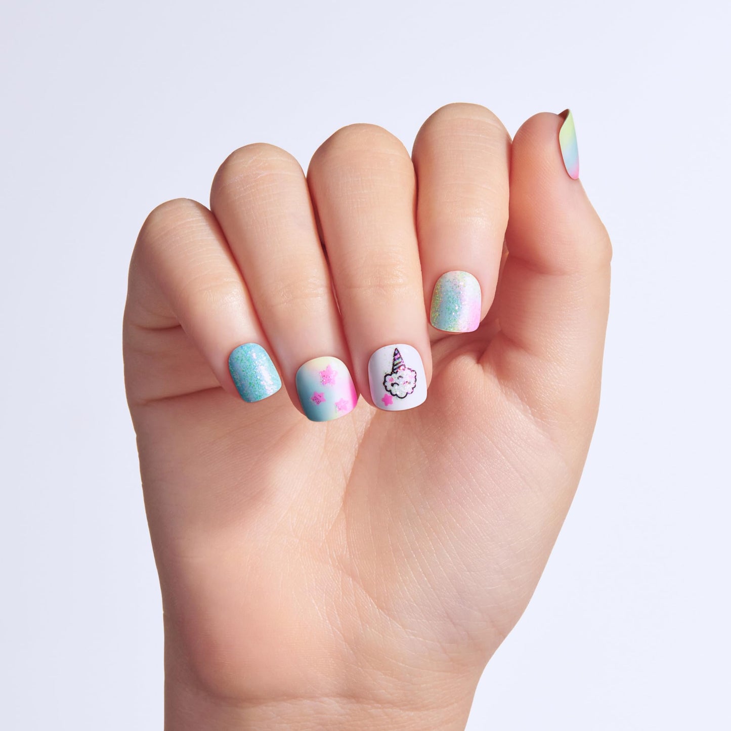KISS imPRESS No Glue Mani Press On Nails, Mini, 'Berry Best', Multicolor, Kids Size, Squoval Shape, Includes 20 Nails, 1 Mini File (Pack of 2)