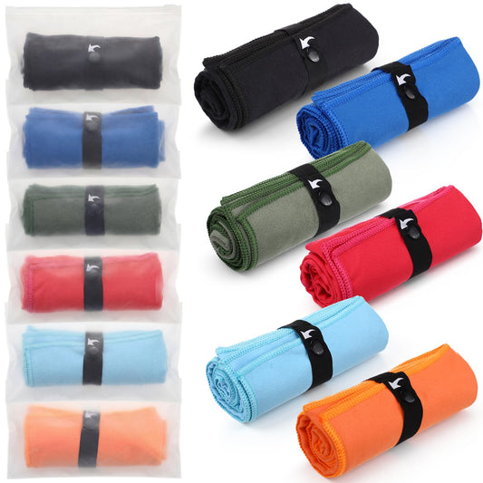 CrystalSylara 6 Pack Microfiber Gym Towels 31.5"x15.7" Quick Dry Highly Absorbing Sweat Workout Towel for Women Men Microfiber Yoga Sweat Rag for Fitness, Sports, Swimming, Tennis, Camping, 6 Colors