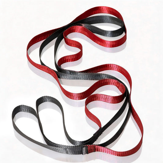 Acozycoo Stretching Strap with 10 Loops – Non-Elastic Yoga Strap for Physical Therapy, Knee Replacement Recovery & Plantar Fasciitis – Leg Stretcher Band for Flexibility & Hamstring Rehab（Red)