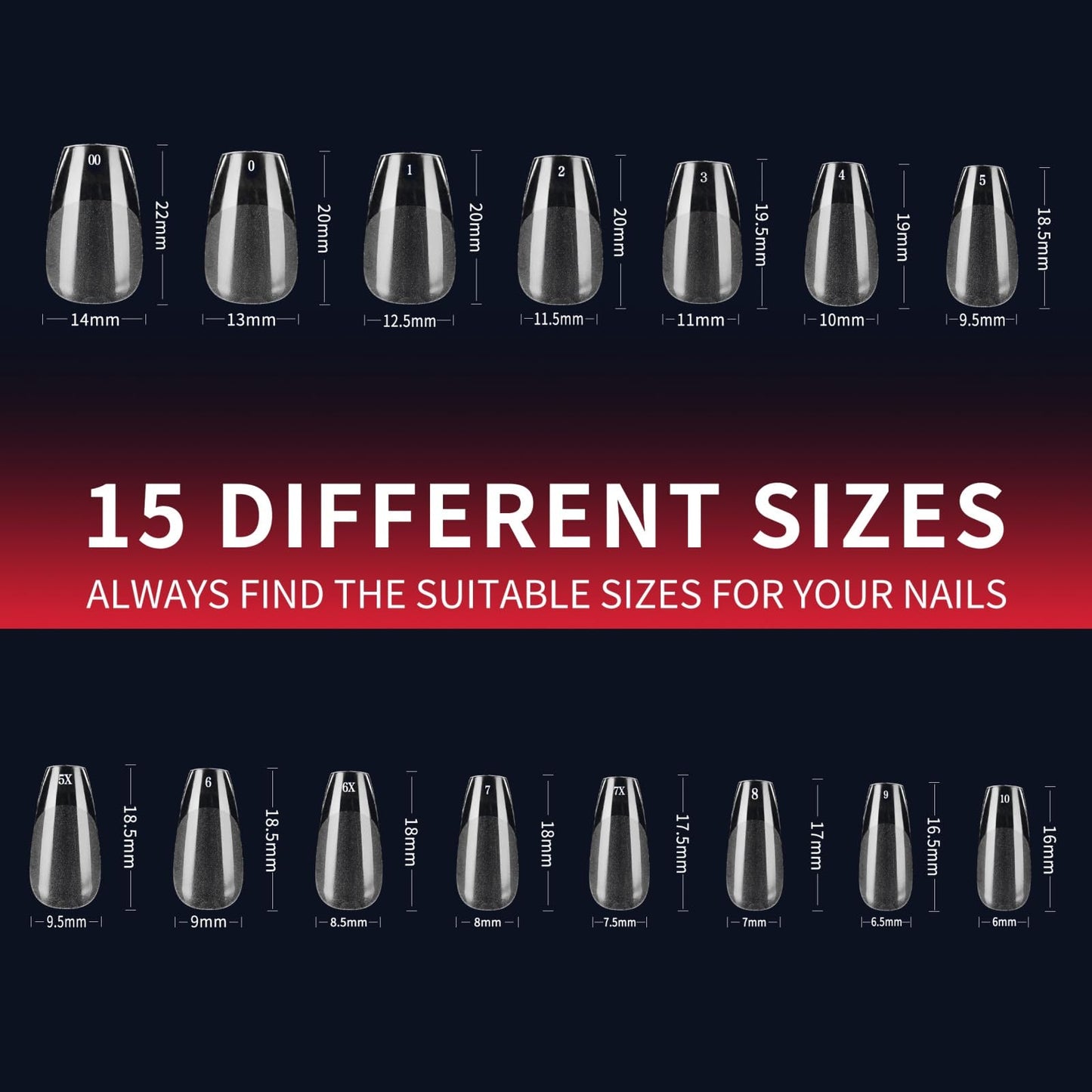 RENBING Gel Nail Tips Short Coffin,600pcs Fake Nails,15 Sizes Acrylic Nail Tips,Half Matte Press on Nail Tips,Full Cover Clear False Nails Gifts for Women Create Salon Nail Art at Home