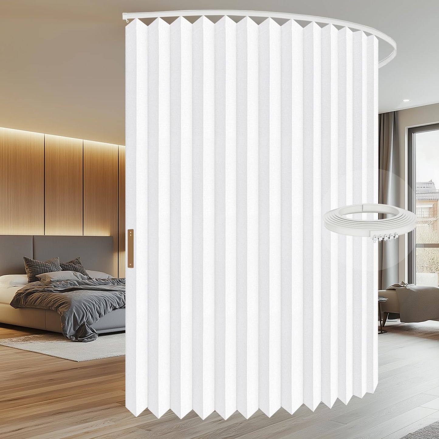 AJAZZ 100% Blackout Room Divider Curtains Screen Partitions, Blackout Sound Reducing Divider Room Panel for Doorway Glass Window Sliding Door Patio(White, W100 x L84, 1 Pack)