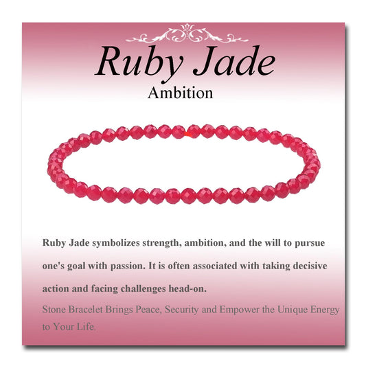 MASSIVE BEADS Natural Genuine Gemstone Beads Healing Crystal Chakra Reiki Jewelry Faceted Round Beads Bracelets (Ruby Jade, 3mm)