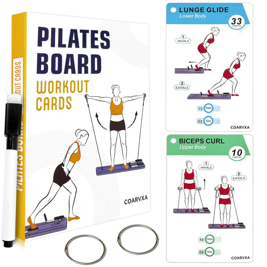 Pilates Board for Women-71 Exercise Cards with Pilates Board，Includes 4-Week Challenge,2 Rings& Dry-Erase for Easy Organization-Home, Gym or Studio (Pilates Board)