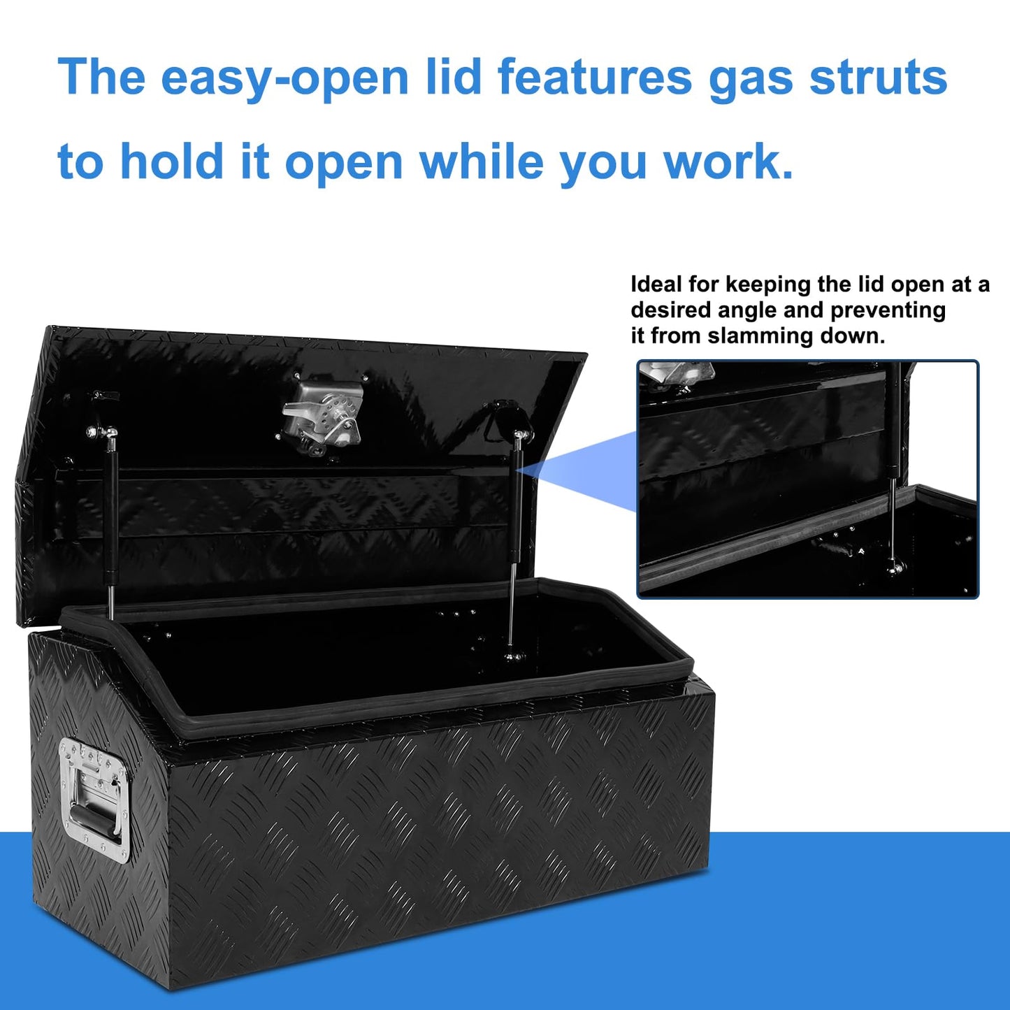 EASYBERG 30 Inch Aluminum Trailer Tongue Tool Box for Truck Pickup ATV Flatbed RV Storage Box,5 Bar Trailer Tool Box Storage Organizer with Dome Lid, Handle, Lock & 2 Keys, Black